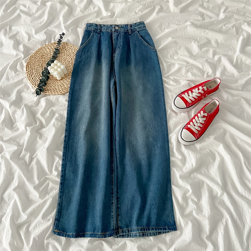 denim korean highwaist kulot celana jens wanita loose/Cocok untuk pinggul besar, cocok untuk paha