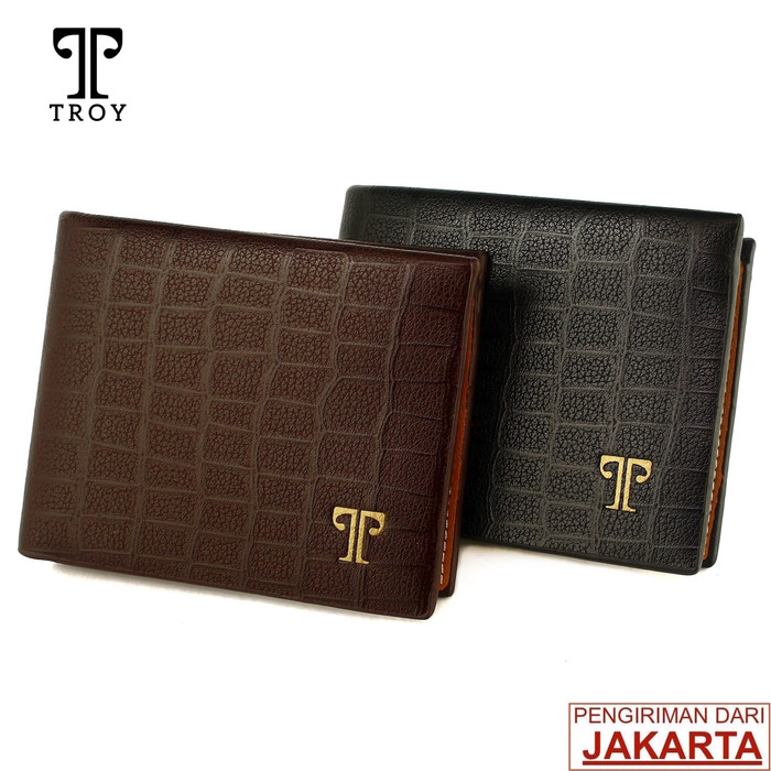 Dompet Pria  Dompet Kulit Import  TROY CR  Original - Hitam