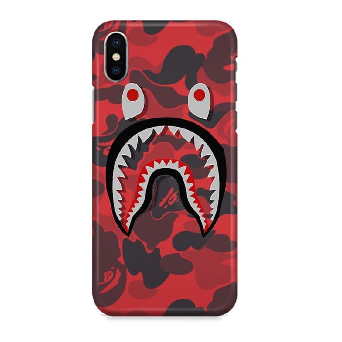 Indocustomcase Shark Bape Red Hard Casing Case Cover For iPhone X