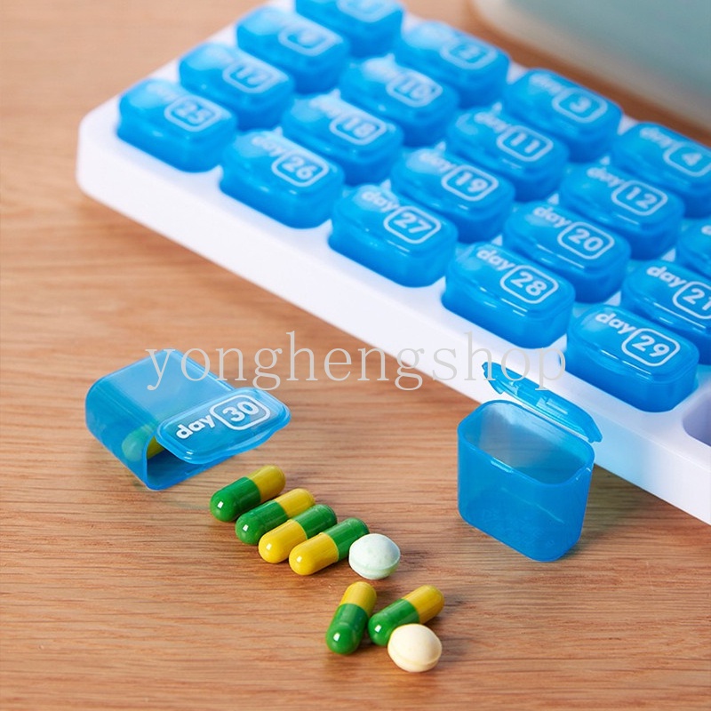 Kotak Penyimpanan Obat Pil 31 Grid Desain Keyboard Portabel Dapat Dilepas