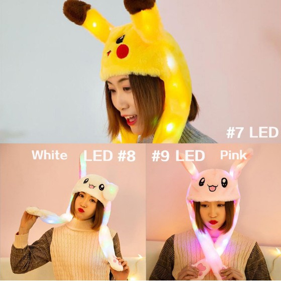 LED Cute Rabbit Ear Cap Hat Topi Kelinci Telinga Gerak Goyang Bunny