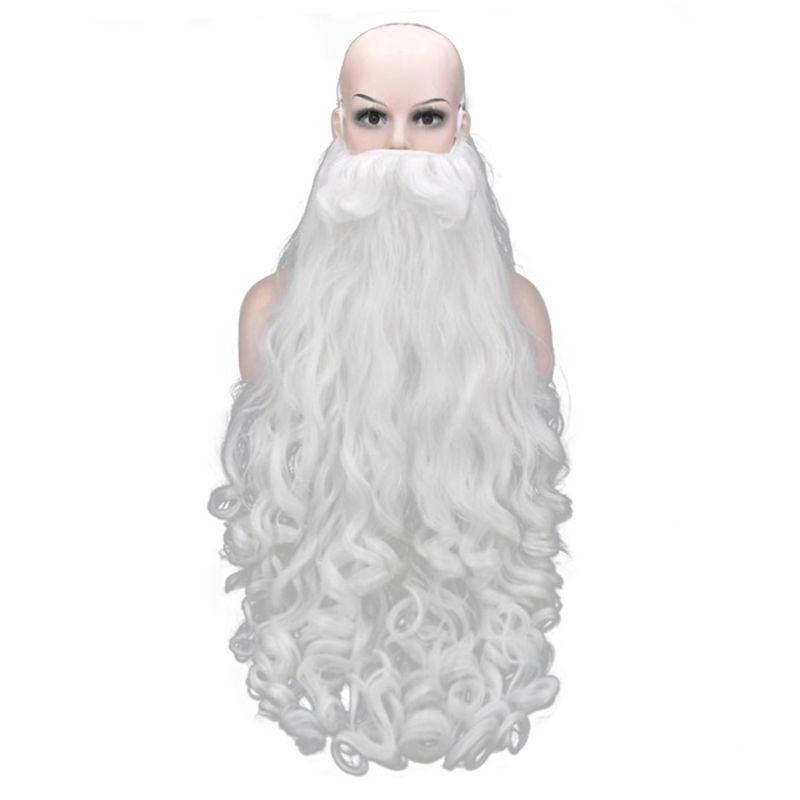 Rambut Palsu Cosplay Santa Claus Dengan Jenggot Pendek Bahan Sintetis Warna Putih Untuk Pria Dan Wanita