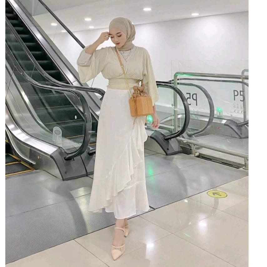 Cuma hari ini-- ROK LESLEY SKIRT/ROK TERBARU BAHAN CRINKLE AIRFLOW/ROK PLISKET REMPEL BESAR PANJANG 