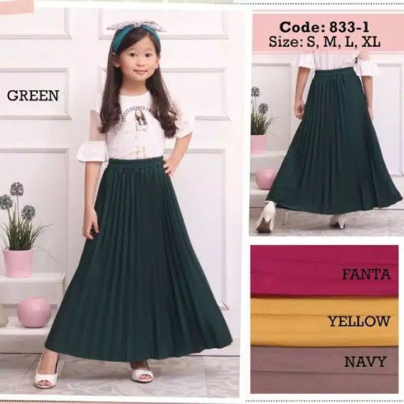 ROK PLISKET ANAK PEREMPUAN SIZE 6-10TAHUN