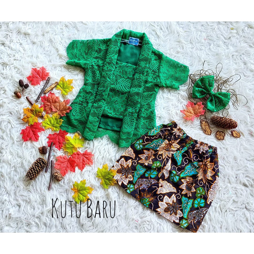 Baju Kebaya Anak Kutubaru Size 8-10 Tahun Warna Hijau Botol (ReadyStock)