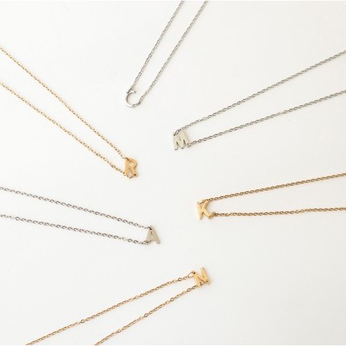 KALUNG NAMA WANITA / UNISEX CUSTOME RANTAI XUPING TITANIUM PLATED GOLD 24K INITIAL NECKLACE CANTIK