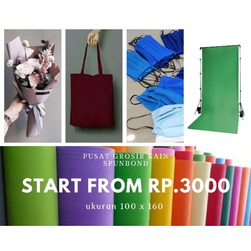 (100x160) PUSAT GROSIR KAIN GREENSCREEN / KAIN MASKER / KAIN TISU BUKET / kain spunbond metern