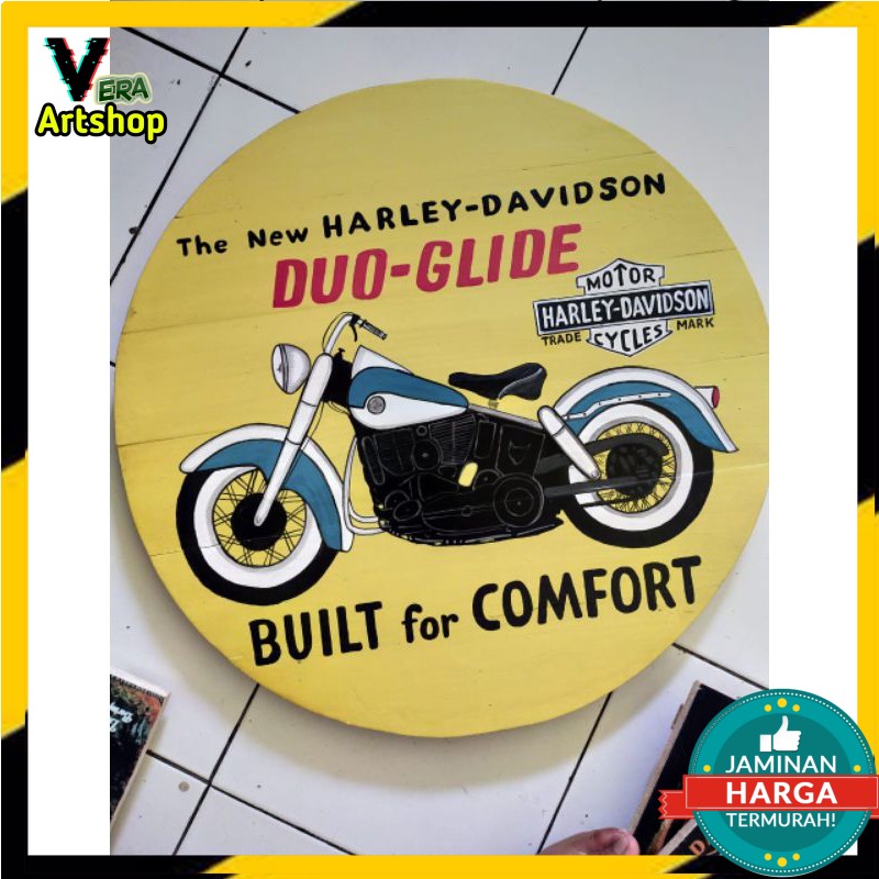 Lukisan Kayu Dekorasi Dinding Harley Davidson (Wall Decor)