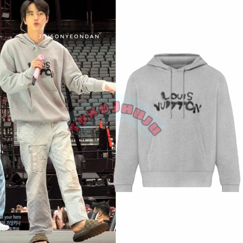 Hoodie Jumper Kpop BTS Jin style LUOIS VUTTON sablon depan