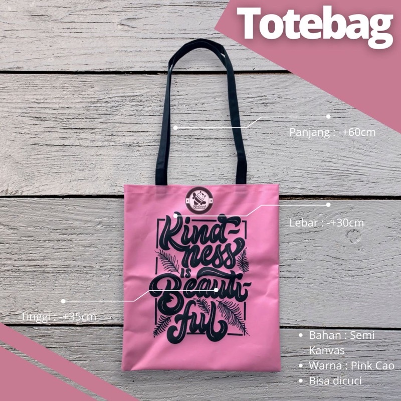 Viebeeshop | Totebag kekinian semi kanvas termurahh | +-30X35