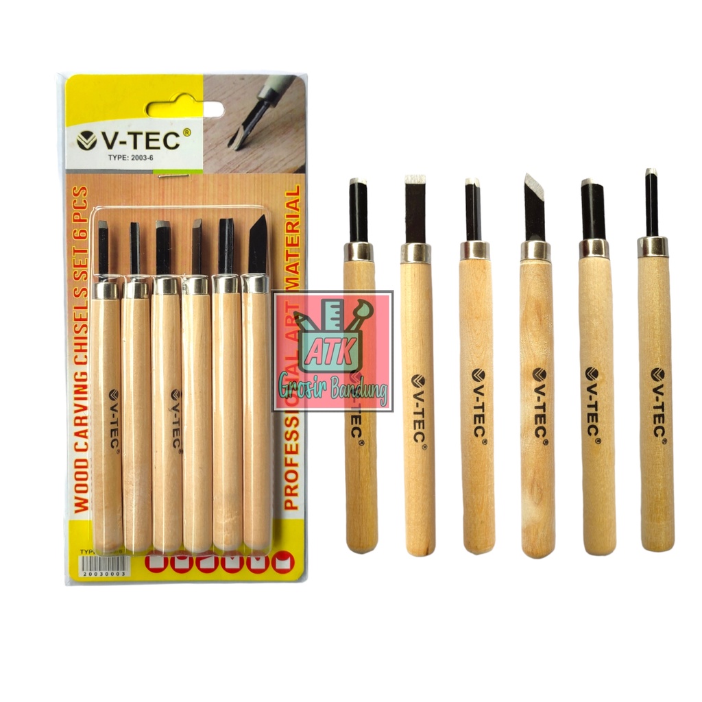 

V-Tec Wood Carving Chisels Set 6 / Vtec Pisau Ukir Set 6 / Alat Ukir Kayu V-Tec – Set 6 SHAGB