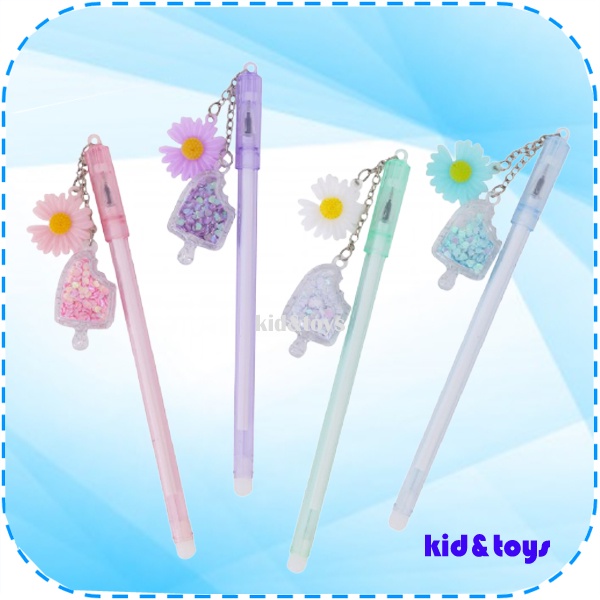 

1 PCS Pulpen Gel 0.5mm untuk Alat Tulis Sekolah Pulpen Gliter Gantungan Bunga blink blnk Unik Pulpen Gantungan Bunga Pulpen Unik