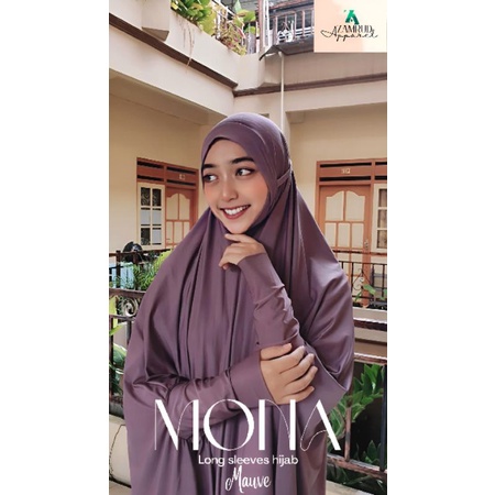 Hijab lengan panjang Mona jilbab Zamrud Apparel khimar non pet berlengan hijab instan adem cantik ti