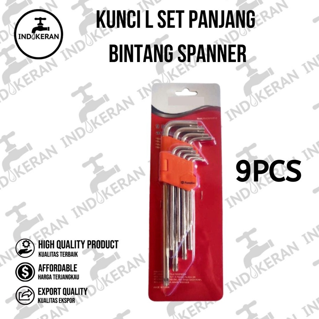 INDOKERAN - Kunci L Set PANJANG Bintang Spanner - 9 Pcs