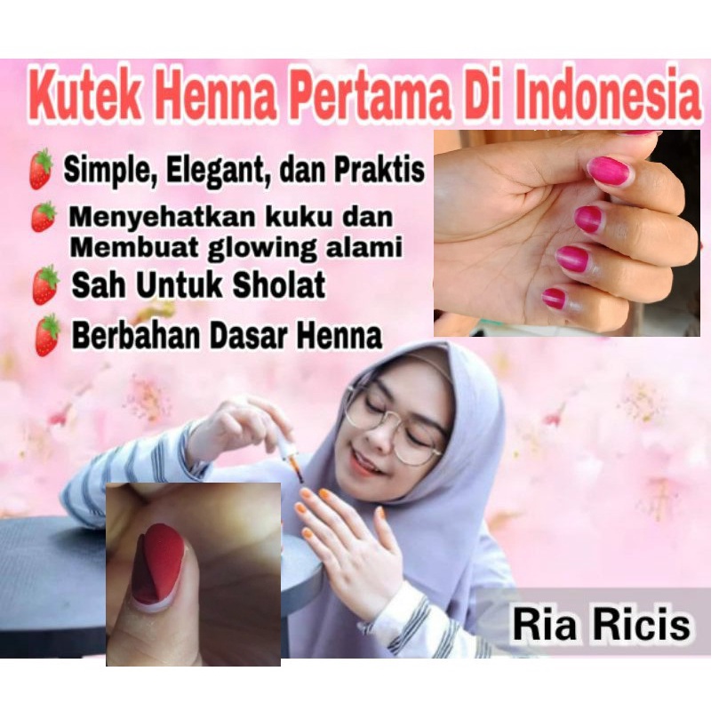 Kutek Henna [ORIGINAL] sudah BPOM &amp; HALAL MUI Inai kutek pacar kuku nail hena innai strawberry Kitek Pitek