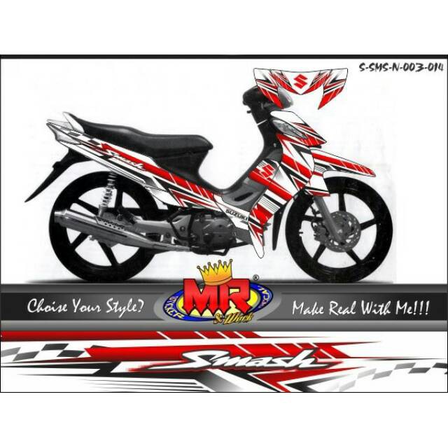 Decal Premium Smash New merah putih Stiker Sticker semi full desain keren suka-suka 04 spec A