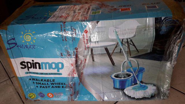 Shenar , Spin Mop 360 Alat Pel Stainless Stell / Kain Pel Lantai Putar , Spin Mop