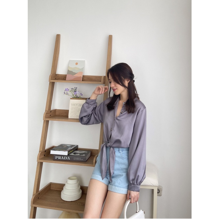 T-0407 Top Satin Premium Detail Pinggang Ikat