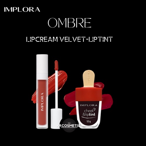 IMPLORA PAKET OMBRE LIPTIN VAMPIR BLOOD + LIP CREAM DUSKY NUDE