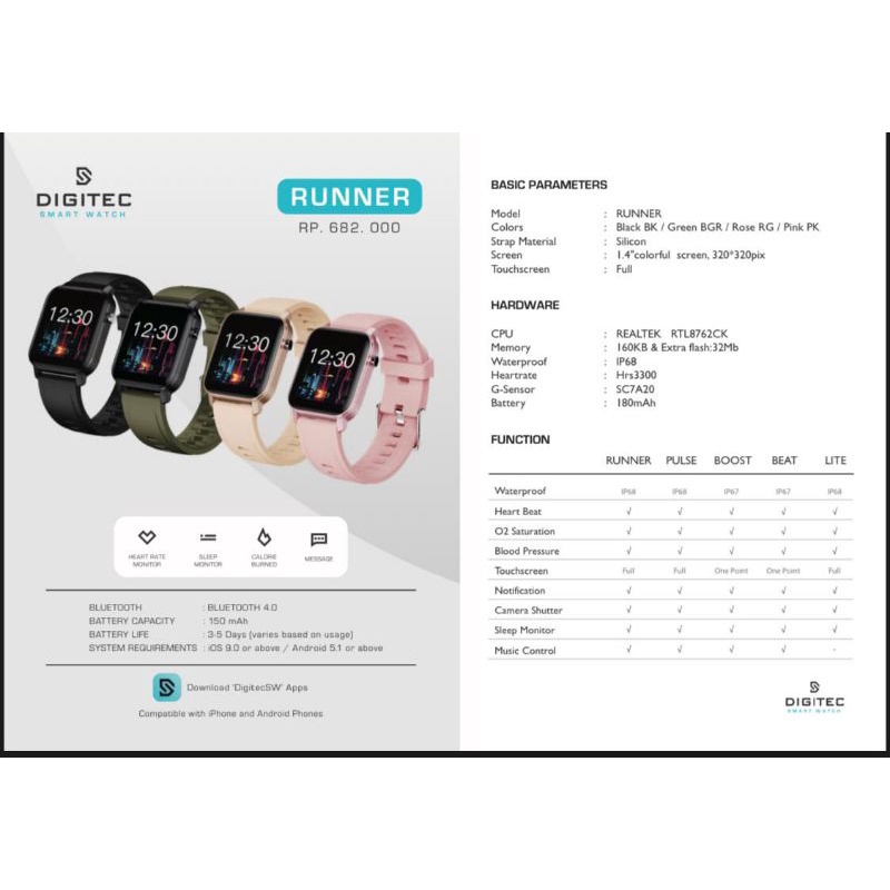 VIRAL Digitec Runner smartwatch Jam tangan Digitec Runner √ jam tangan smartwatch