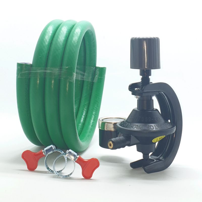 SET Destec COM-U12RM METER Regulator Gas + Selang Gas Hijau 2M + 2 Klem Kpg