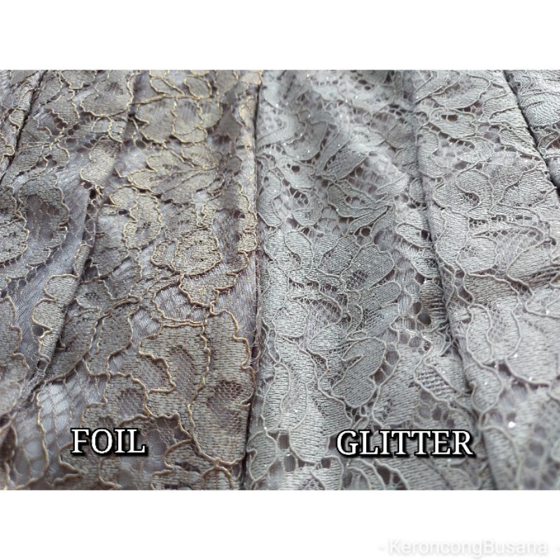 (BrL110) Kebaya floy BROKAT GLITTER &amp; FOIL EMAS 7/8 lurus jumbo KeroncongBusana