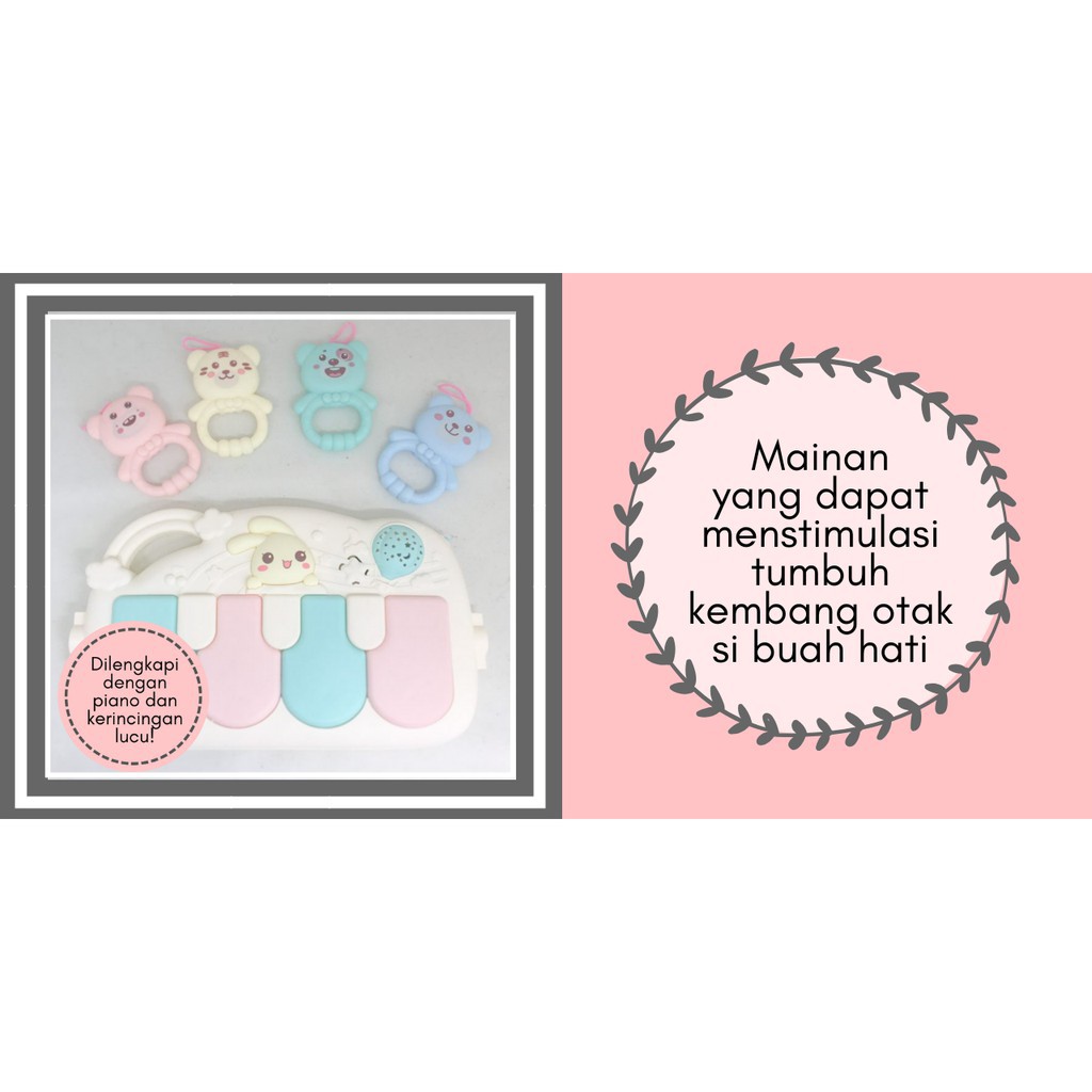 LBS Baby Play Gym Mainan Anak Bayi Rattle & Piano Playmat Matras / Kasur Bayi Playgym Musical-4