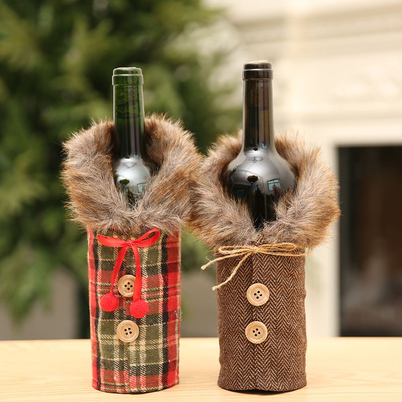 Sarung botol kaca wine - wine bottle cover - winter coat - Christmas