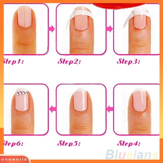 (ONWO) 48pcs Stiker Stensil Panduan Hias Kuku Untuk French Manicure DIY