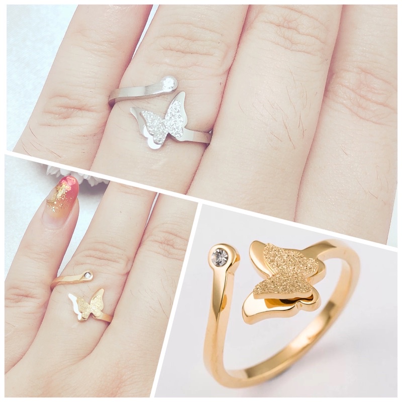 Cincin titanium kupu wanita anti karat