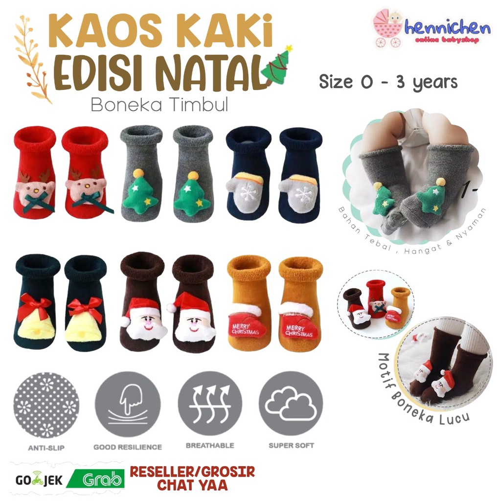 Kaos Kaki Tebal Edisi Natal untuk Bayi Usia 0-3 Tahun Super High Quality