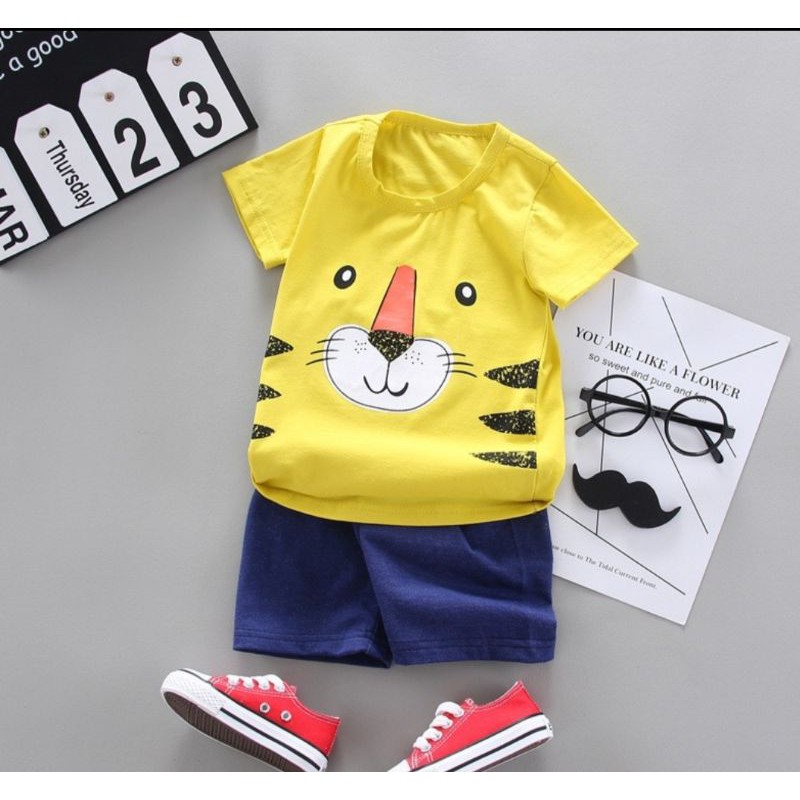 Mamamoli Baju setelan kaos anak laki laki / bayi / baby import/impor lucu mouse mm28