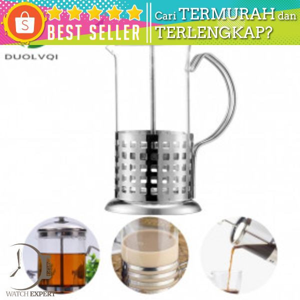 Duolvqi French Press Manual Coffee Maker Pot Stripe Pattern 800ml - KG72I - Silver