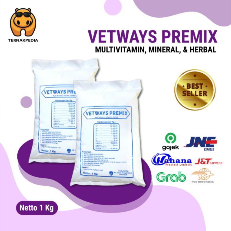 Vetways Premix - Suplemen Pakan Untuk Sapi Kambing & Domba -
Multimineral, Vitamin, & Herbal