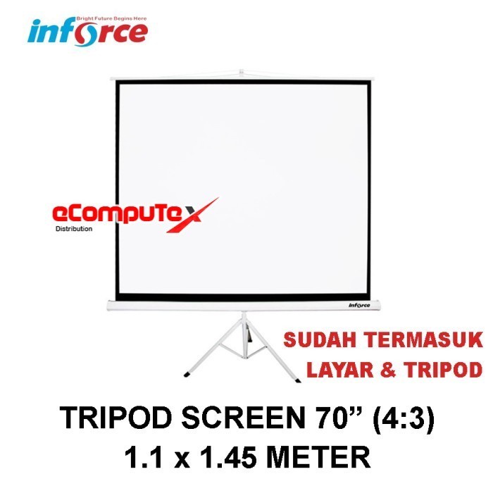 LAYAR PROYEKTOR INFORCE 70&quot; / TRIPOD SCREEN PROJECTOR 70 INCH 4:3