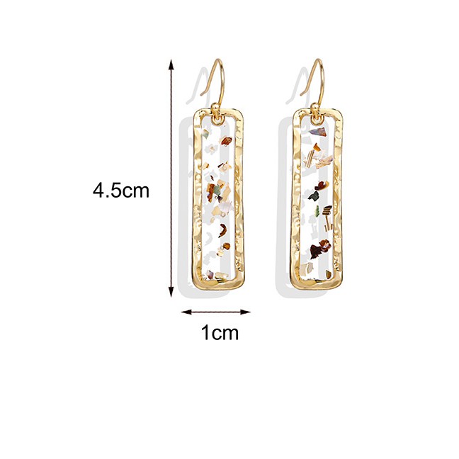 LRC Anting Gantung Fashion Gold Epoxy Sequin Geometry Earrings F96425