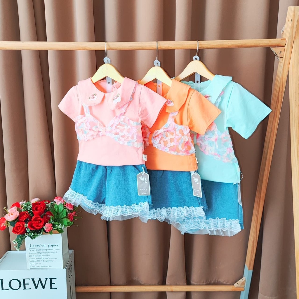 Promo !! Setelan anak perempuan import / Setelan anak import / Setelan vest coloring tutu ukuran 1-4 tahun