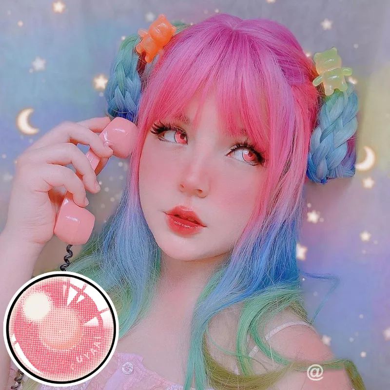 SOFTLENS COSPLAY ANIME IMPORT LENSA KONTAK PINK MERAH JAMBU COSPLAYER HARAJUKU BERWARNA BLINK HALLOWEEN KOSTUM KECANTIKAN MATA