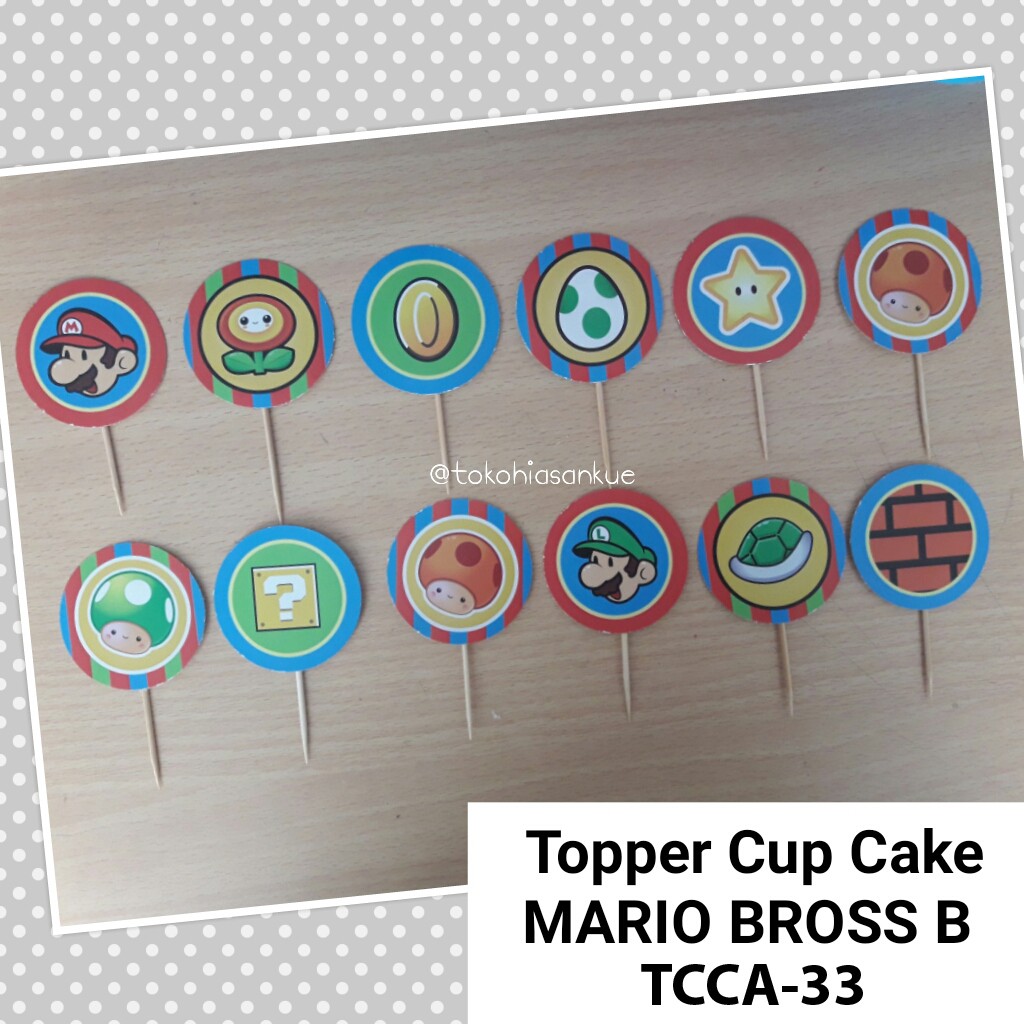 Tcca 33 - Hiasan Kue Topper Cup Cake Mario Bross