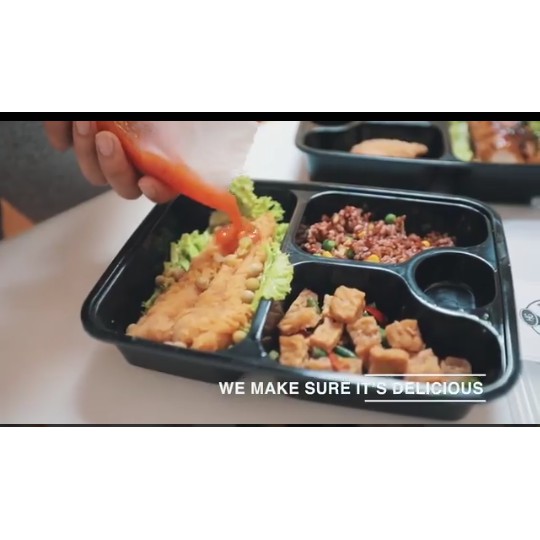 [Promo] Bento Plastik FIM Sekat Hitam Lunch Box Plastik Food Container   Hitam