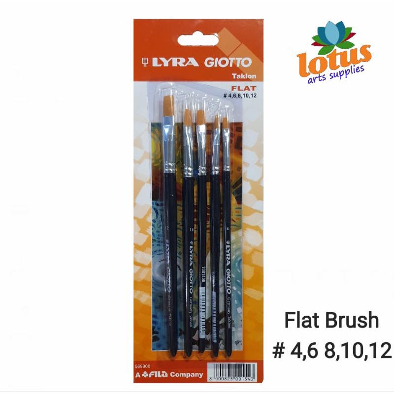 

LYRA GIOTTO Flat Brush Set Kuas Lukis Taklon #4,6,8,10,12