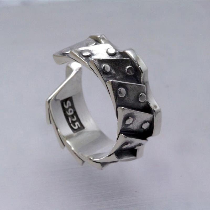 Cincin Model Terbuka Desain Gear Motor Bahan Metal Gaya Rock Untuk Pria