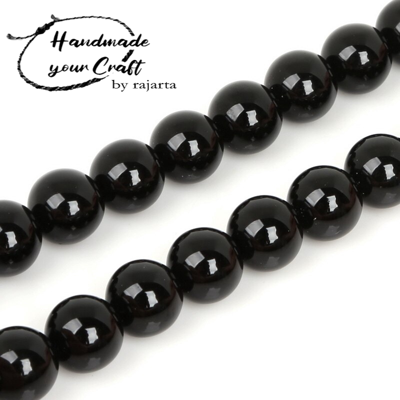 Butir Black Doff Onyx Agate Beads Bahan Gelang