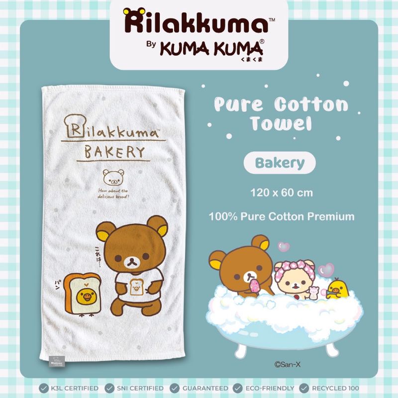 Pure Cotton Towel Rilakkuma by Kuma Kuma / Handuk Cotton Towel Kuma Kuma Rilakkuma