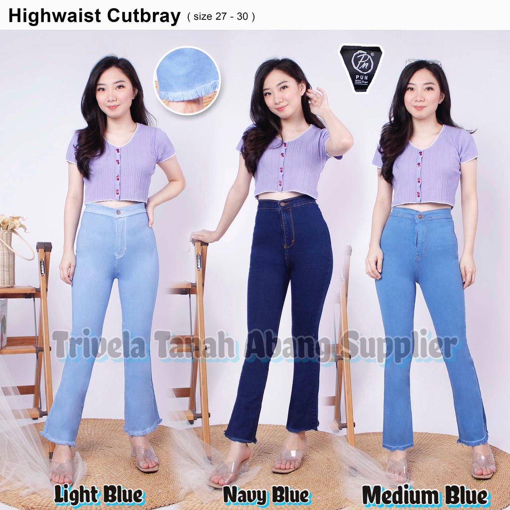 HIGHWAIST JEANS CUTBRAY SNOW RAWIS / CELANA JEANS WANITA CUTBRAY