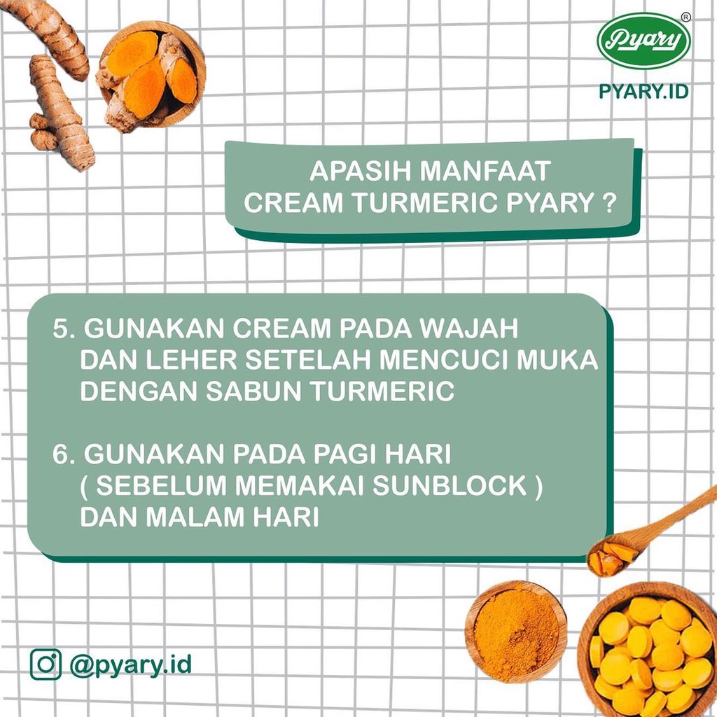 CREAM PYARY TURMERIC BEAUTY CREAM 100% Original [BPOM RESMI] | Krim Pemutih Kulit | Tumeric atau Kunyit Mencerahkan Menghilangkan bekas jerawat flek wajah dan luka