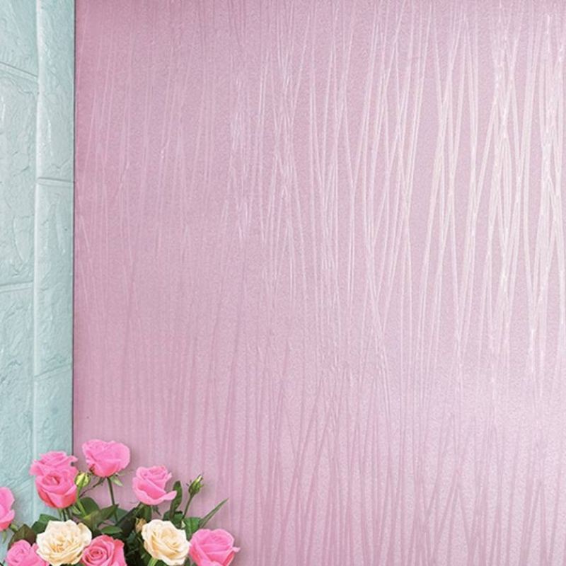 Wallpaper stiker dinding motif Serat Garis warna pink