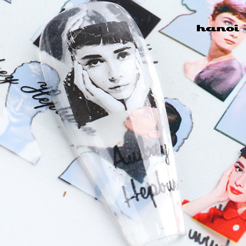 HN_10Pcs Nail Decal Colorful Artistic Environmental Decal Nail Art Tips Decoration for Nail Shop