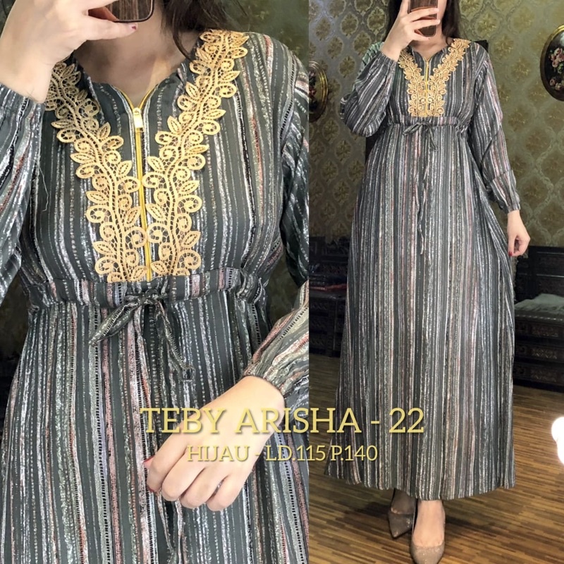 Daster arab Teby Arisha-Hijau-22-kode 22