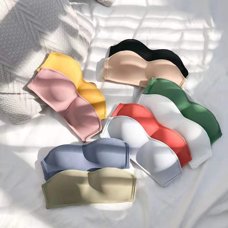 Bra Seamless Half Cup Tanpa Kawat Feminim Gaya Korea Untuk Wanita